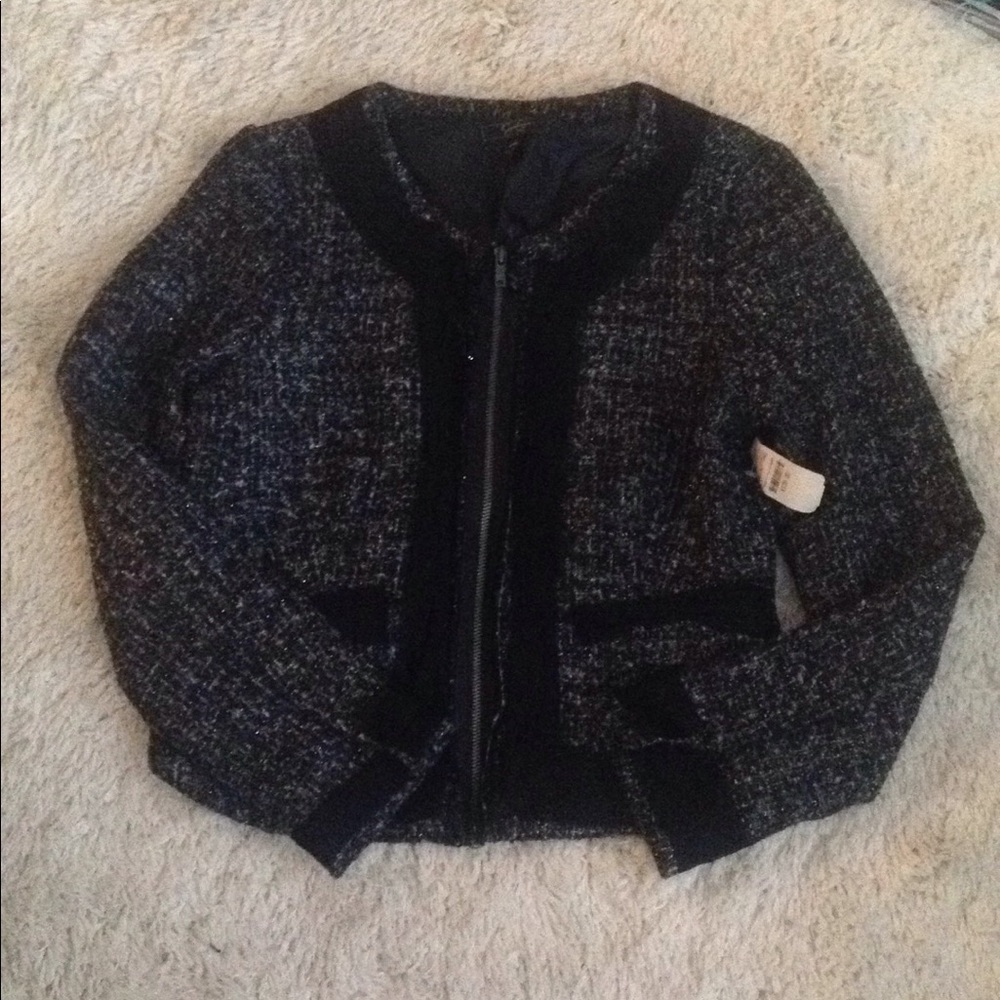 Y2k Jessica Simpson Black Metallic Boucle Tweed Blazer